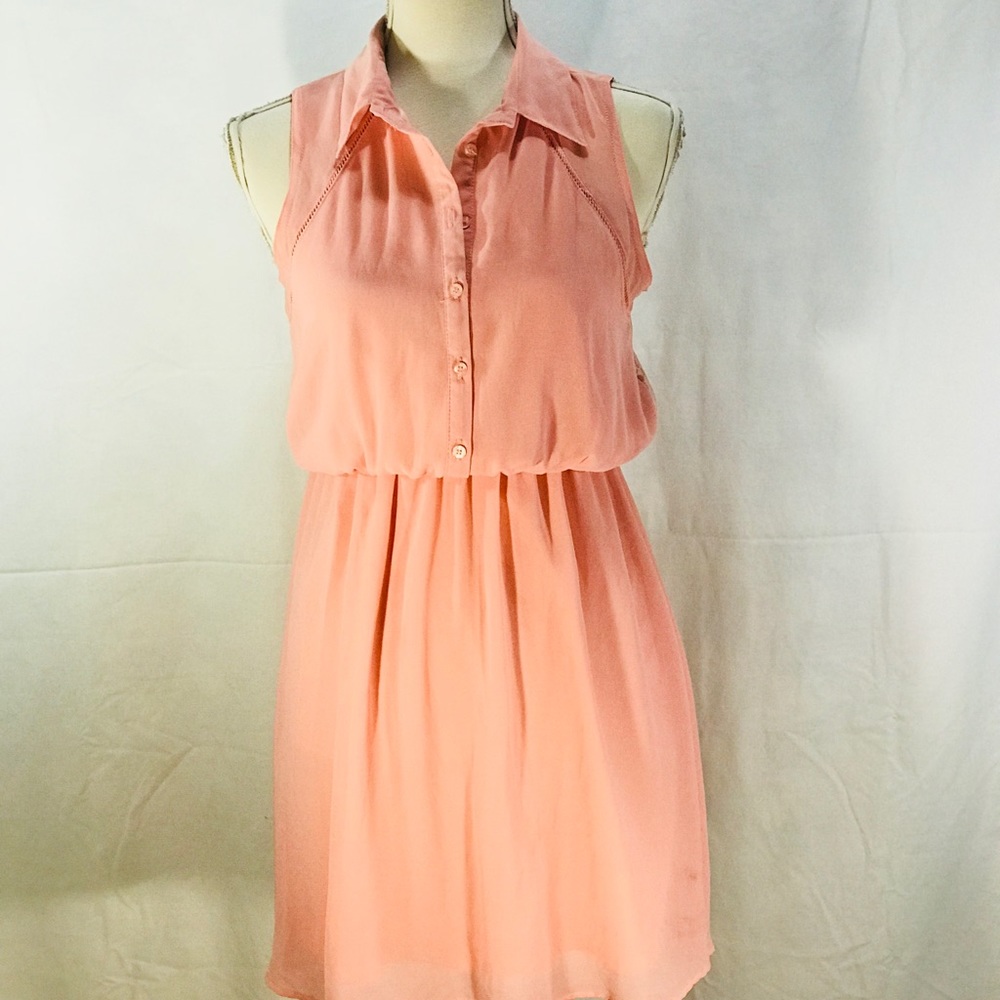 Peach Sleeveless Lace Back Dress